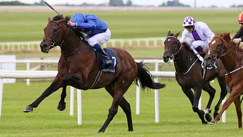 Godolphin's Native Trail, ridden by William Buick, clinched the Group 1 Irish 2,000 Guineas at the Curragh on Saturday.