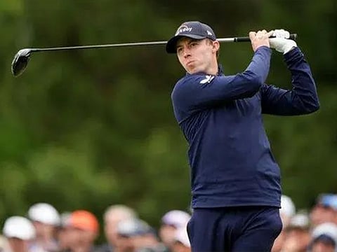 Matt Fitzpatrick in action during the third round of the USPGA Championship.