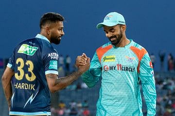 Lucknow Super Giants skipper KL Rahul (right), who will be leading the Indian Twenty20 team, will be bolstered by the return of all-rounder Hardik Pandya, who has been in impressive form for Gujarat Titants, against South Africa.