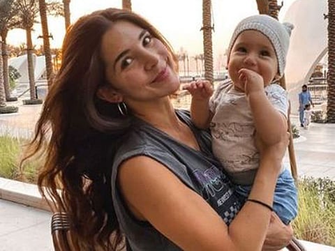 Tania Villata and her first baby.