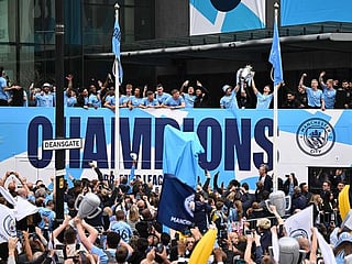 Look: Champions Manchester City paint town blue with open top bus parade