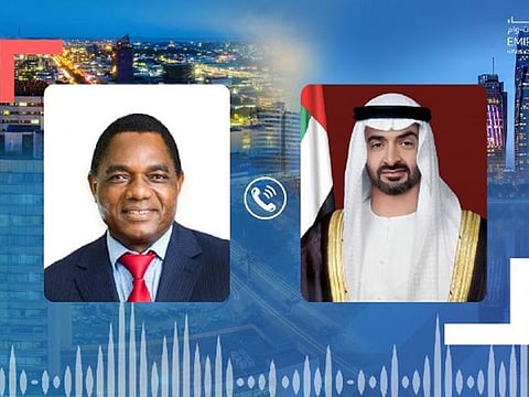 President His Highness Sheikh Mohamed bin Zayed Al Nahyan received a phone call from President Hakainde Hichilema of the Republic of Zambia.