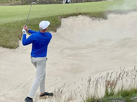 Dubai-based Adrian Meronk (Poland) in action on the golf course at the Dutch Open.