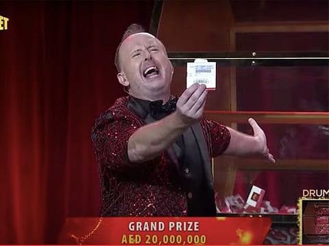Big Ticket host Richard while announcing the name of the winner during today's Big Ticket draw in Abu Dhabi. 