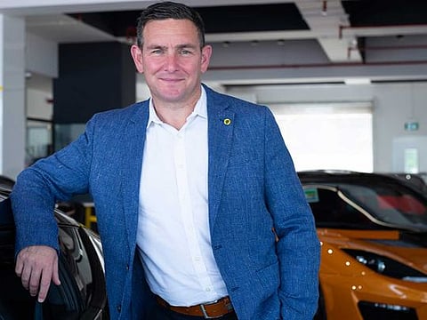Matt Windle, Managing Director of Lotus Cars, at the Lotus showroom on Shaikh Zayed Road, Dubai
