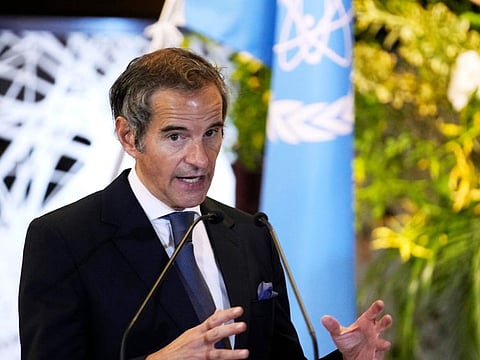 Director-General of the International Atomic Energy Agency Rafael Grossi speaks during a news conference  in a file picture.