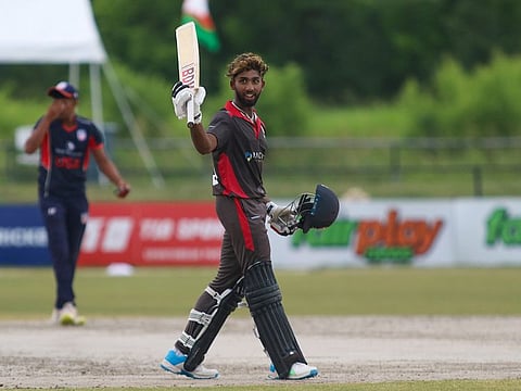Vriitya Aravind hit a brilliant 102 to give the UAE an eight-wicket win over the US in the Cricket World Cup League 2 clash in Texas.