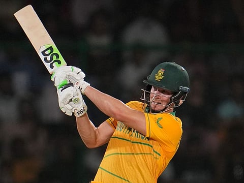 South Africa’s David Miller in action during the first Twenty20 cricket match against India in New Delhi on June 9, 2022. 