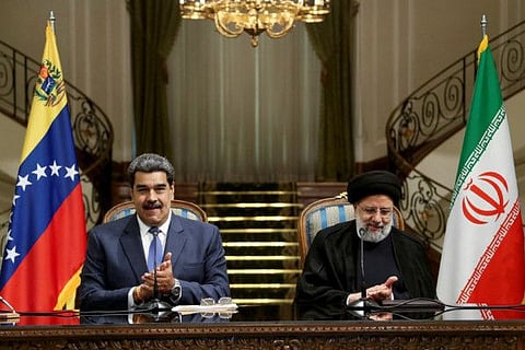 Iranian President Ebrahim Raisi and Venezuelan President Nicolas Maduro attend a news conference in Tehran, on June 11, 2022. 