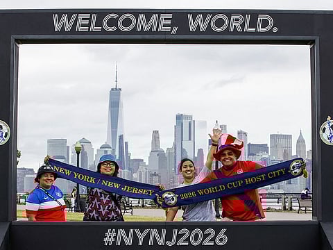 People attend the 2026 FIFA World Cup Host City Selection Watch Party at the Liberty State Park in Jersey City, New Jersey, U.S., June 16, 2022. 