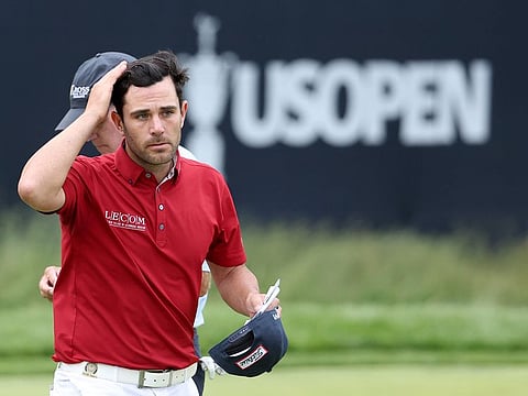 Callum Tarren of England walks off the ninth green during first round at the US Open Championship at The Country Club in Brookline, Massachusetts.