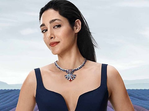 Golshifteh Farahani model’s the Aperture necklace from the new Cartier High Jewellery Beautés du Monde collection.  