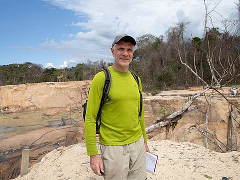  In this file photo taken on November 14, 2019 veteran foreign correspondent Dom Phillips visits a mine in Roraima State, Brazil. 