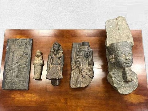 The five artefacts displayed at the handover ceremony. 