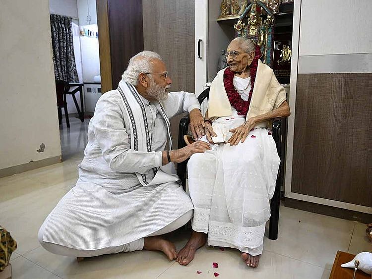 India's PM Narendra Modi meets mother Heeraben Modi on her 100th birthday