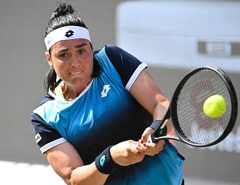 Ons Jabeur in action against Coco Gauff during their semifinal clash in the Berlin Open at the Steffi-Graf-Station in Berlin.
