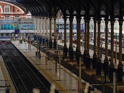 A near empty Liverpool Street station, in London, Tuesday, June 21, 2022.  