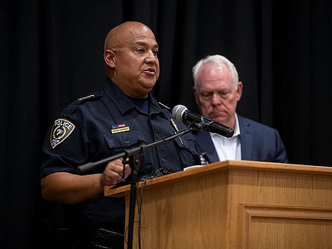 Uvalde Police Chief Pete Arredondo speaks at a press conference following the shooting at Robb Elementary School in Uvalde, Texas, U.S., May 24, 2022. 