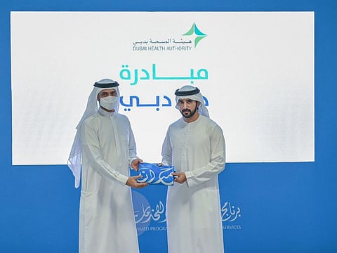 Hamdan bin Mohammed on Friday awards the Dubai Health Authority (DHA) with the 2021 Hamdan Bin Mohammed Program for Government Services Flag for its best smart government initiative.