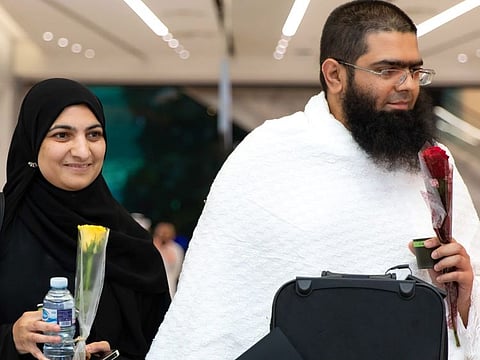 Pilgrims from Europe arrive at the King Abdul Aziz airport in Jeddah. 