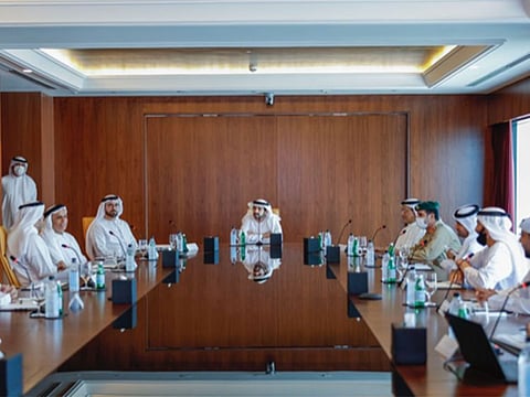  Sheikh Hamdan bin Mohammed bin Rashid Al Maktoum, Crown Prince of Dubai and First Deputy Chairman of the Dubai Council, chairing the meeting of the Higher Committee for Development and Citizens Affairs.