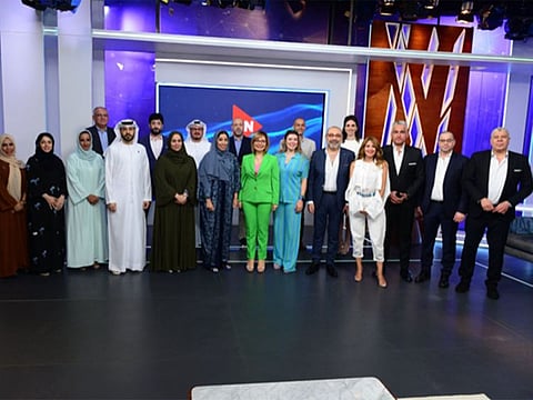 The UAE delegation led by Mona Al Marri with Egyptian media respresentatives in Cairo.  