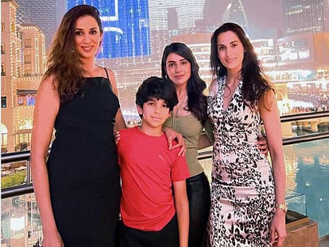 Samantha Ruth Prabhu (second from right) in a picture with friends in Dubai