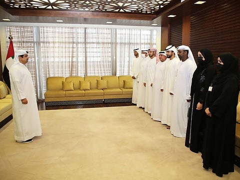 The members of the first batch of conciliators in Abu Dhabi Department of Economic Development were sworn-in before Counsellor Yousef Saeed Al-Abri 