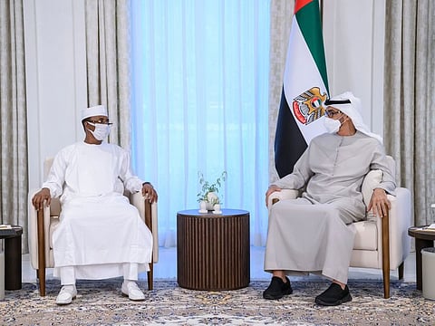 President His Highness Sheikh Mohamed bin Zayed Al Nahyan with Mahamat Idriss Deby. 