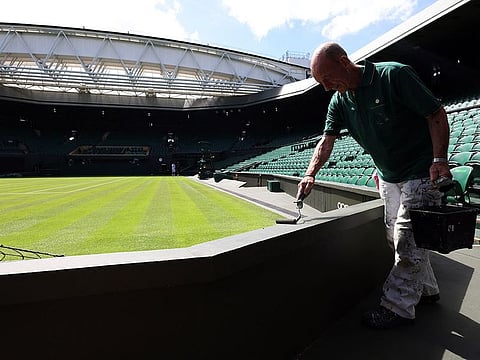 The Centre Court, which has seen many top-class battles, getting ready for the action.