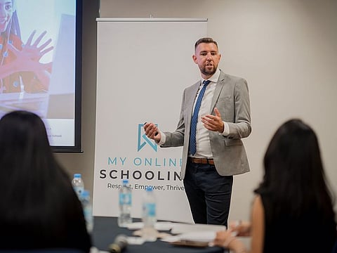 Tom Crombie, founder of My Online Schooling, at a media briefing in Dubai on Tuesday.