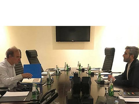  Iran's chief nuclear negotiator Ali Bagheri Kani meeting with the European Union's nuclear talks coordinator Enrique Mora in Qatar's capital Doha.  