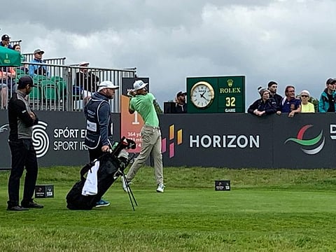 Adrian Meronk teeing off from Tee 10 during first round action at Mount Juliet, Ireland on Thursday.