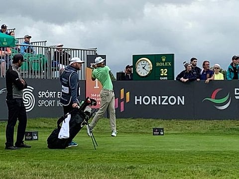 Adrian Meronk teeing off from Tee 10 during first round action at Mount Juliet, Ireland on Thursday.