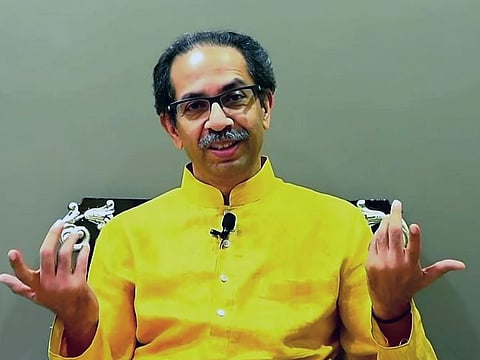 Maharashtra Chief Minister and Shiv Sena leader Uddhav Thackeray addresses people in Mumbai on June 29, 2022. 