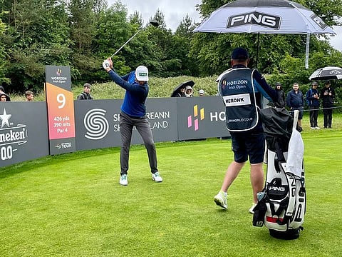 Dubai-based Adrian Meronk in action during second round of Horizon Irish Open on Friday.
