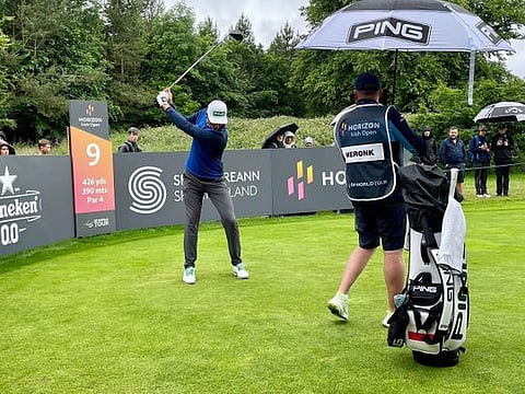 Dubai-based Adrian Meronk in action during second round of Horizon Irish Open on Friday.