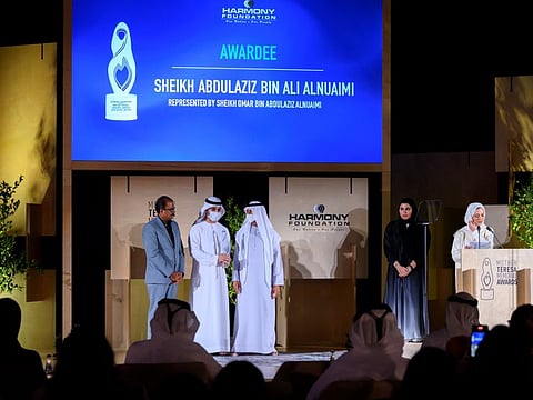 The ceremony in progress for Mother Teresa Prize for Social Justice, in Abu Dhabi on Thursday. 