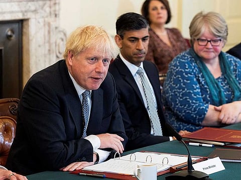 British Prime Minister Boris Johnson addresses his cabinet ahead of the weekly cabinet meeting in Downing Street in London, Britain July 5, 2022.  