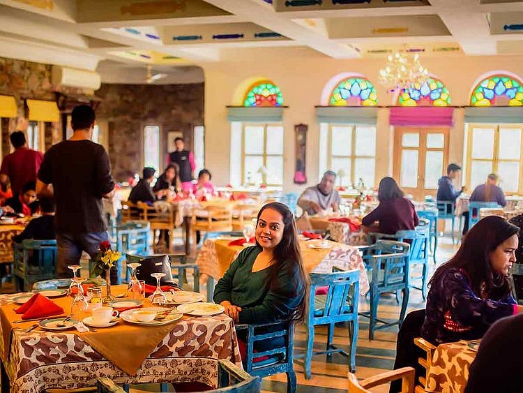 Inside an Indian restaurant