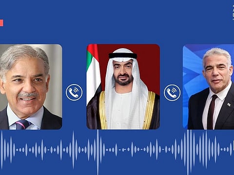 President His Highness Sheikh Mohamed bin Zayed Al Nahyan received phone calls from Shehbaz Sharif, the Prime Minister of Pakistan, and Yair Lapid, the Prime Minister of Israel, on the occasion of Eid Al Adha.