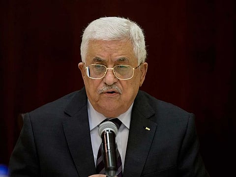 Palestinian President Mahmoud Abbas.  Abbas and Israeli Defense Minister Benny Gantz met Thursday, July 7, 2022, in the occupied West Bank to discuss security coordination ahead of US President Joe Biden's visit to the region next week. 