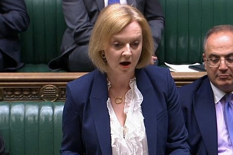 Britain's Foreign Secretary Liz Truss speaks in parliament ahead of a debate on changes to the Northern Ireland protocol in a file photo.