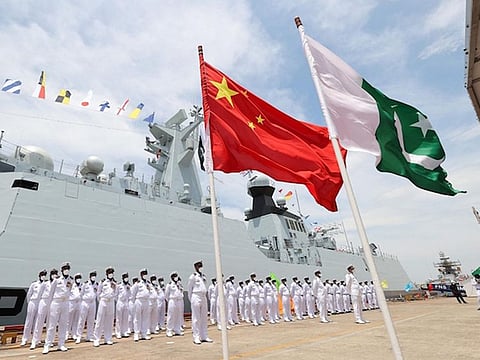 PNS Taimur is the second of four Type 054A/P frigates China built for Pakistan. The photo was taken in Shanghai on June 23, 2022.  