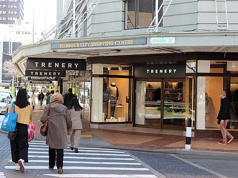 People walk on Lambton Quay street in Wellington, New Zealand.
