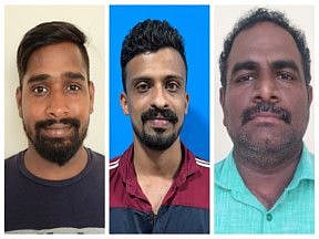 From left: Indians Rajendhar Burra, Kelvin Sunny and Sreejith Kochuputhadathu Surendran Nair, winners of Dh77,777 each in the latest round of Emirates Draw.