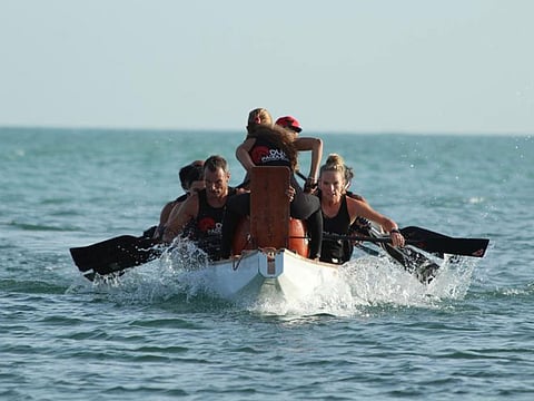 Members of the Dubai Paddle Club during a training session.