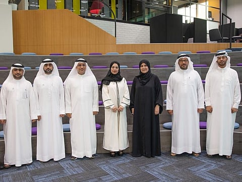Senior officials from Emirates Transport and Sharjah Private Education Authority (SPEA) during a recent meeting at SPEA headquarters to discuss the latest school transport systems