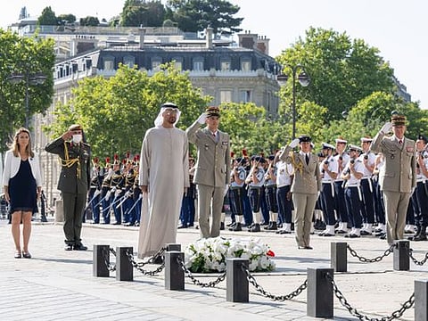 UAE President attends military ceremony at the Arc de Triomphe in Paris