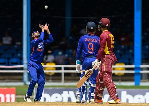 Shikhar Dhawan (left) of India has accepted a 20 per cent match fee fine for a slow over rate against the West Indies in the first ODI.
